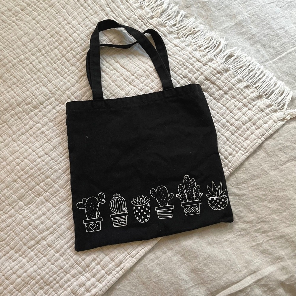 Cactus-Themed Canvas Tote Bag